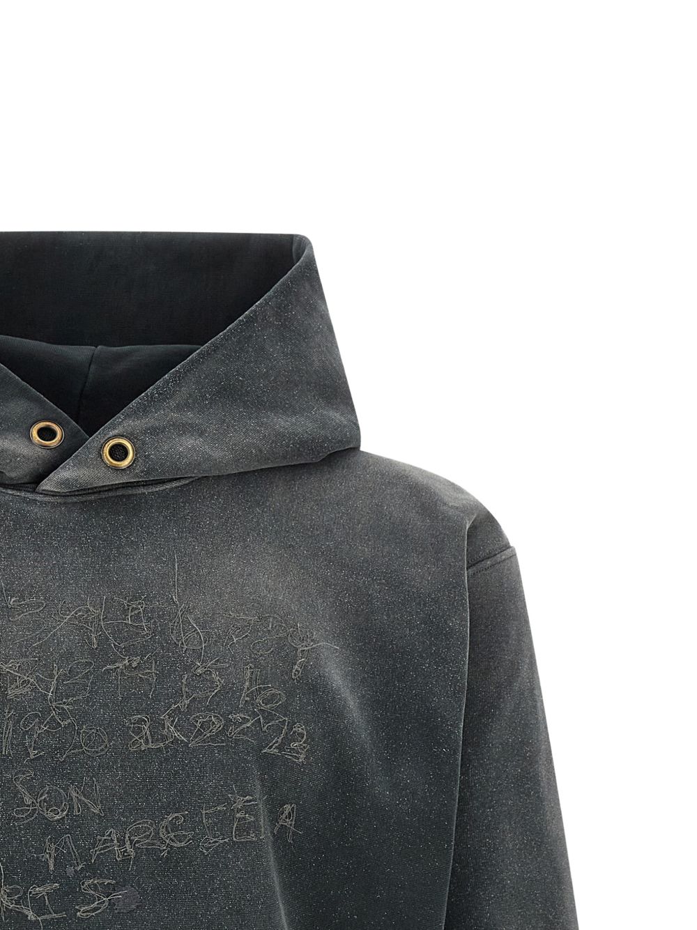Maison Margiela Logo Cotton Hoodie Black Black