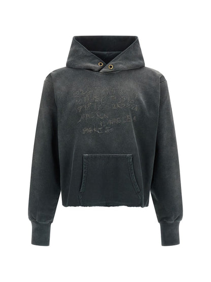 Maison Margiela Logo Cotton Hoodie Black Black