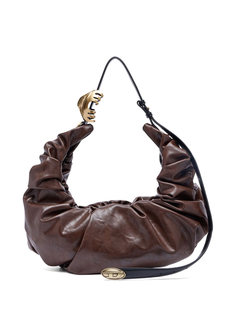 Diesel Gathered Large Hobo Bag Brown brown
