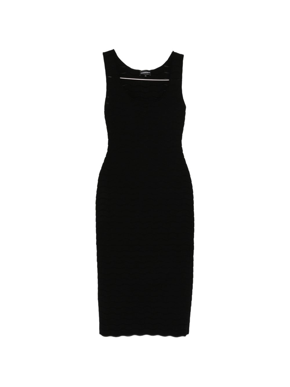 Emporio Armani Ribbed Midi Scoop Dress Black