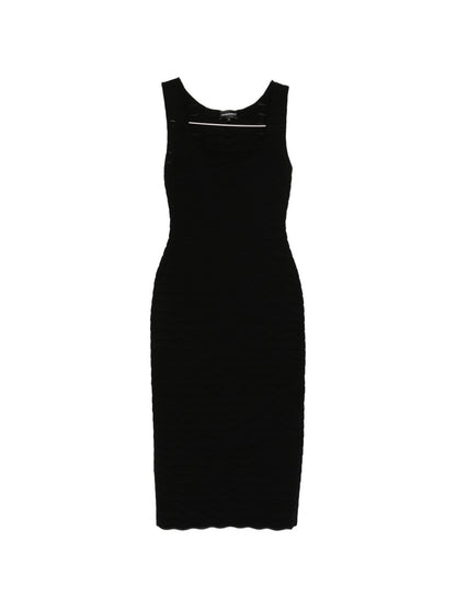 Emporio Armani Ribbed Midi Scoop Dress Black