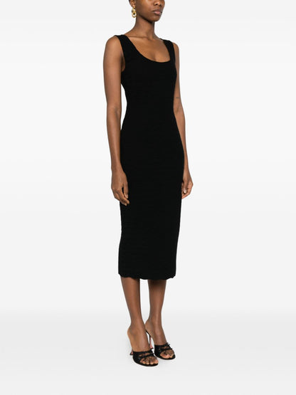 Emporio Armani Ribbed Midi Scoop Dress Black