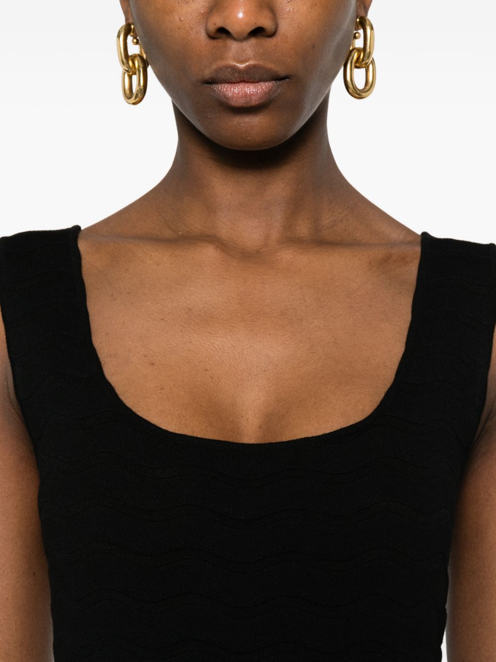 Emporio Armani Ribbed Midi Scoop Dress Black