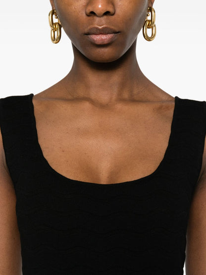 Emporio Armani Ribbed Midi Scoop Dress Black