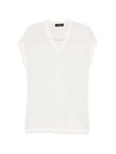 Fabiana Filippi V-neck short sleeves sequin embellishments Openwork top WHITE