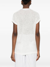 Fabiana Filippi V-neck short sleeves sequin embellishments Openwork top WHITE