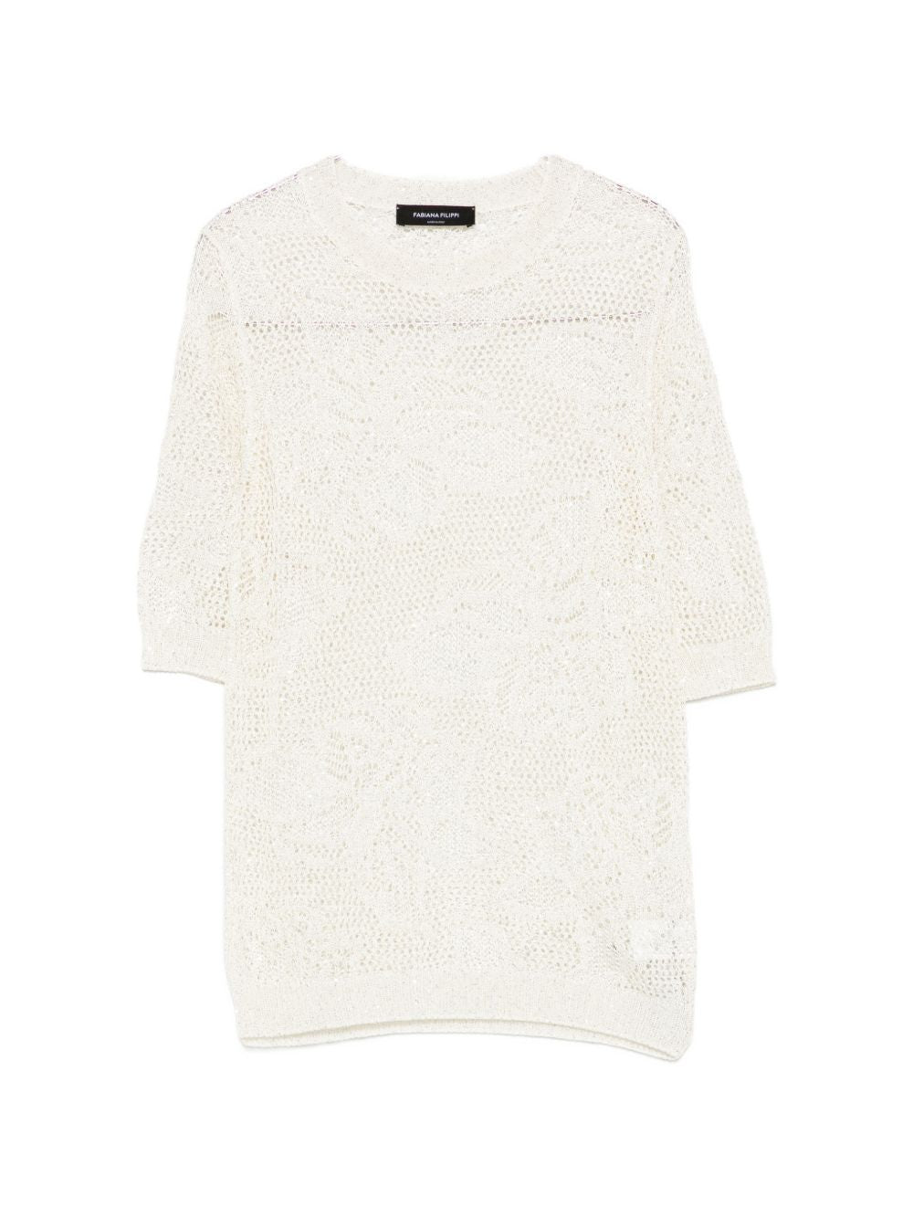 Fabiana Filippi Openwork crewneck t-shirt WHITE