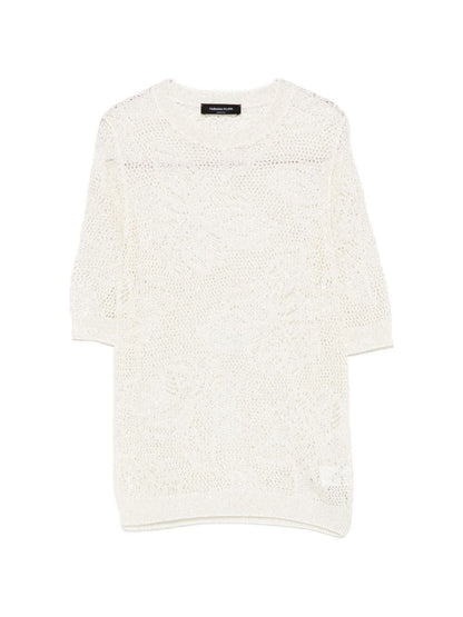 Fabiana Filippi Openwork crewneck t-shirt WHITE
