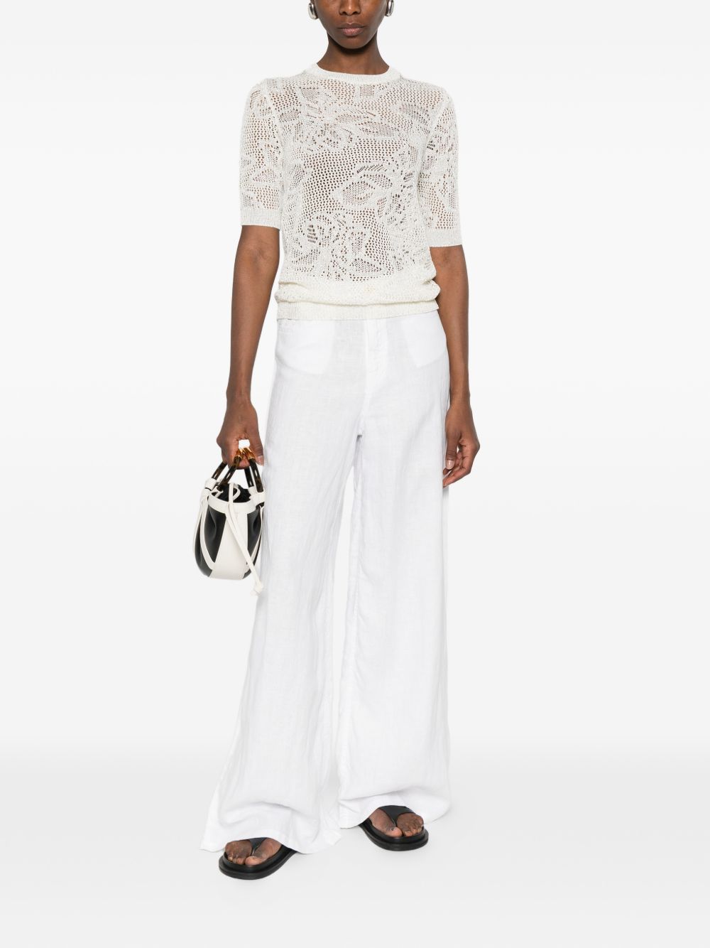 Fabiana Filippi Openwork crewneck t-shirt WHITE