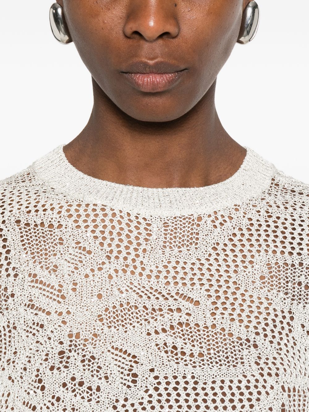Fabiana Filippi Openwork crewneck t-shirt WHITE