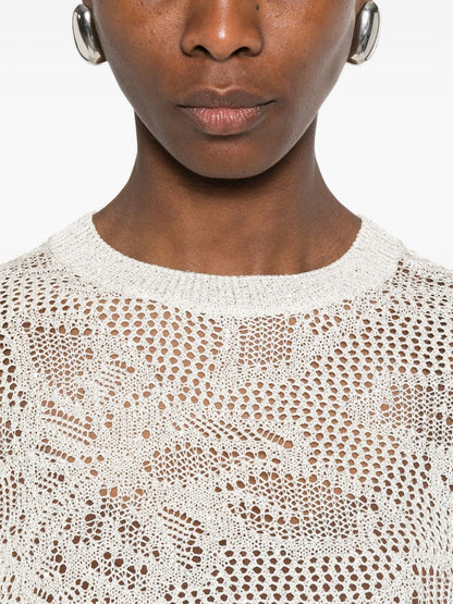 Fabiana Filippi Openwork crewneck t-shirt WHITE