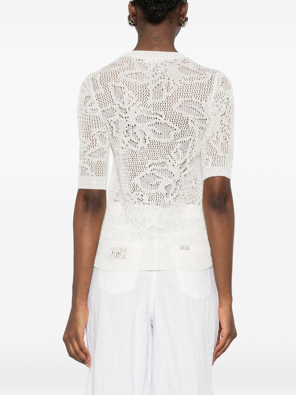 Fabiana Filippi Openwork crewneck t-shirt WHITE
