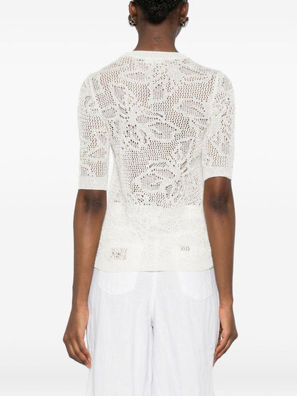 Fabiana Filippi Openwork crewneck t-shirt WHITE