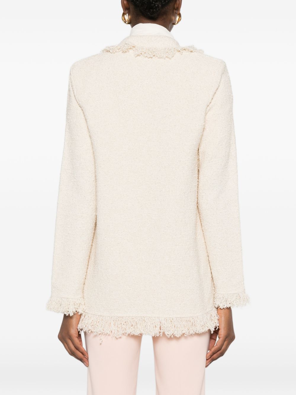 Elisabetta Franchi V-neck patch pockets Cotton double-breasted jacket WHITE
