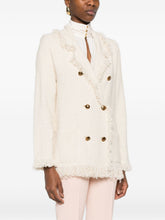 Elisabetta Franchi V-neck patch pockets Cotton double-breasted jacket WHITE