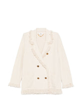 Elisabetta Franchi V-neck patch pockets Cotton double-breasted jacket WHITE
