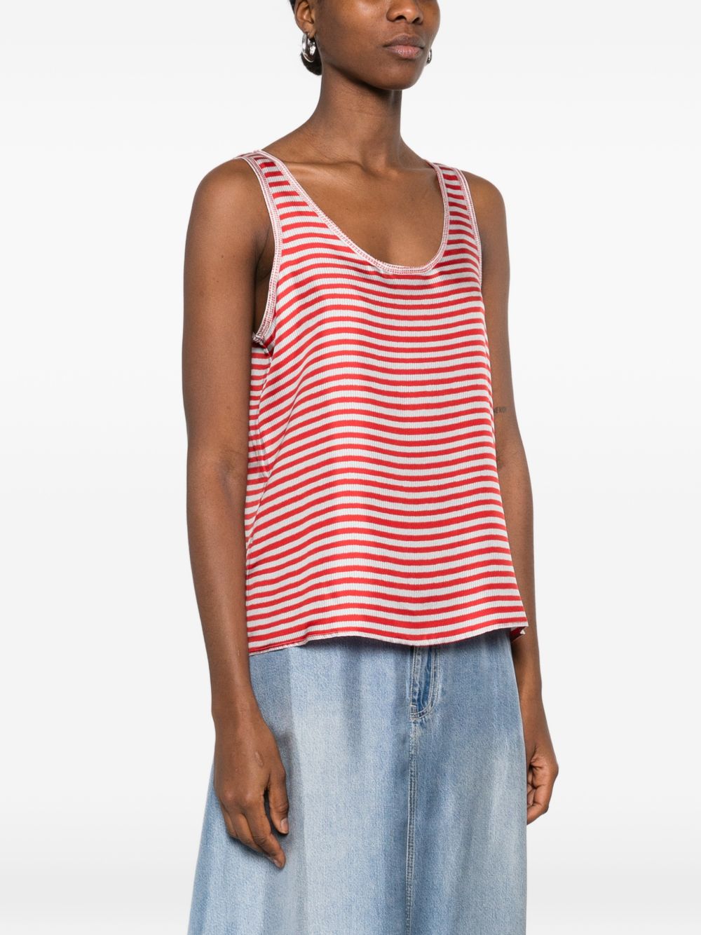 Pierre Louis Mascia Striped silk top RED