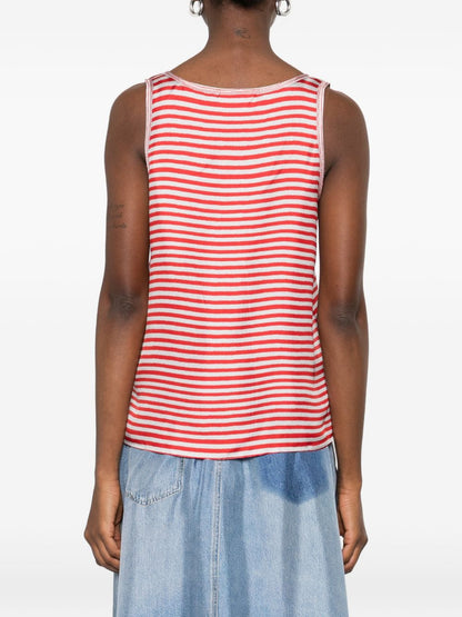 Pierre Louis Mascia Striped silk top RED