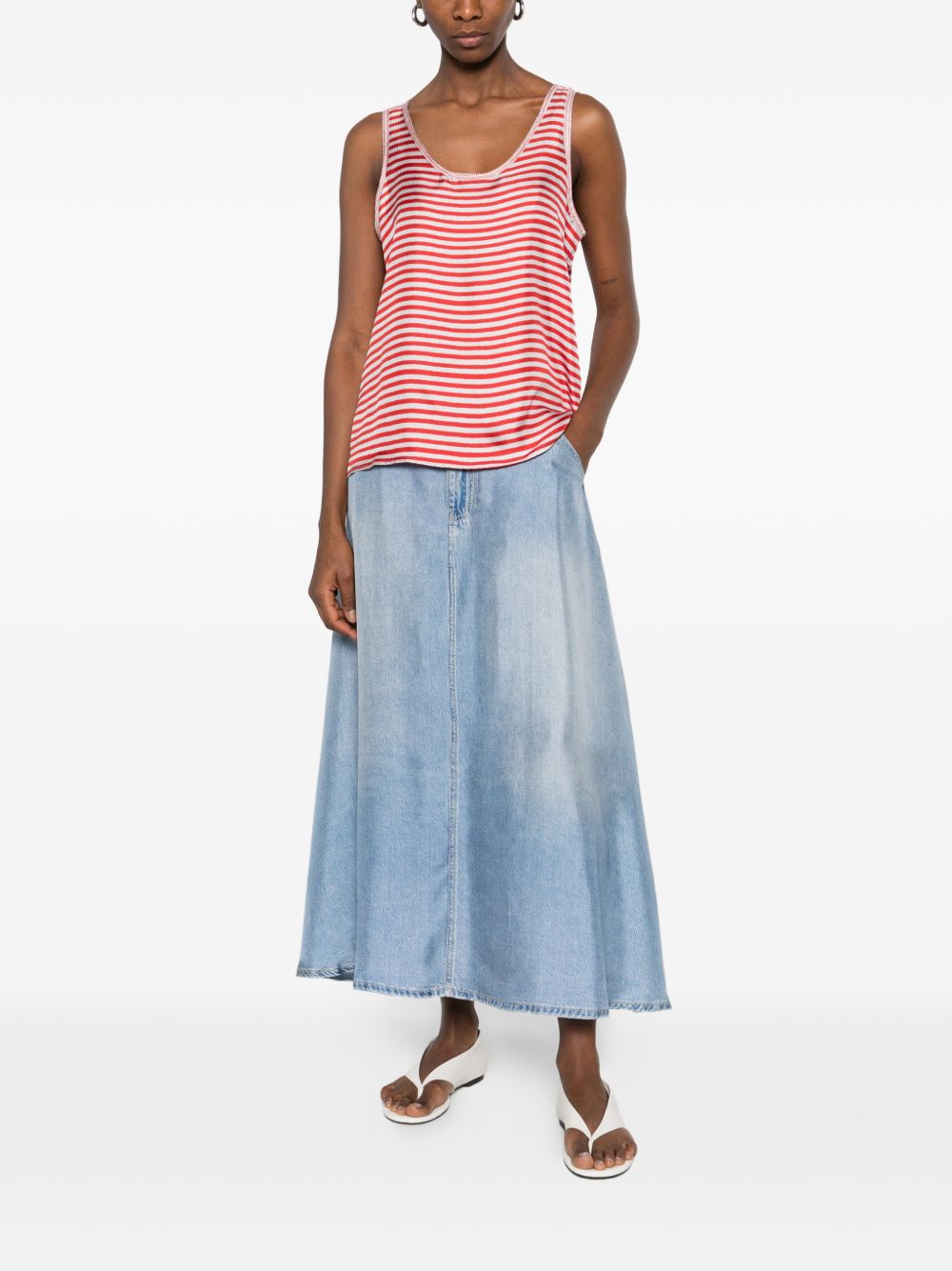 Pierre Louis Mascia Striped silk top RED