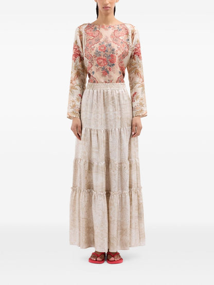 Pierre Louis Mascia Silk long skirt BEIGE