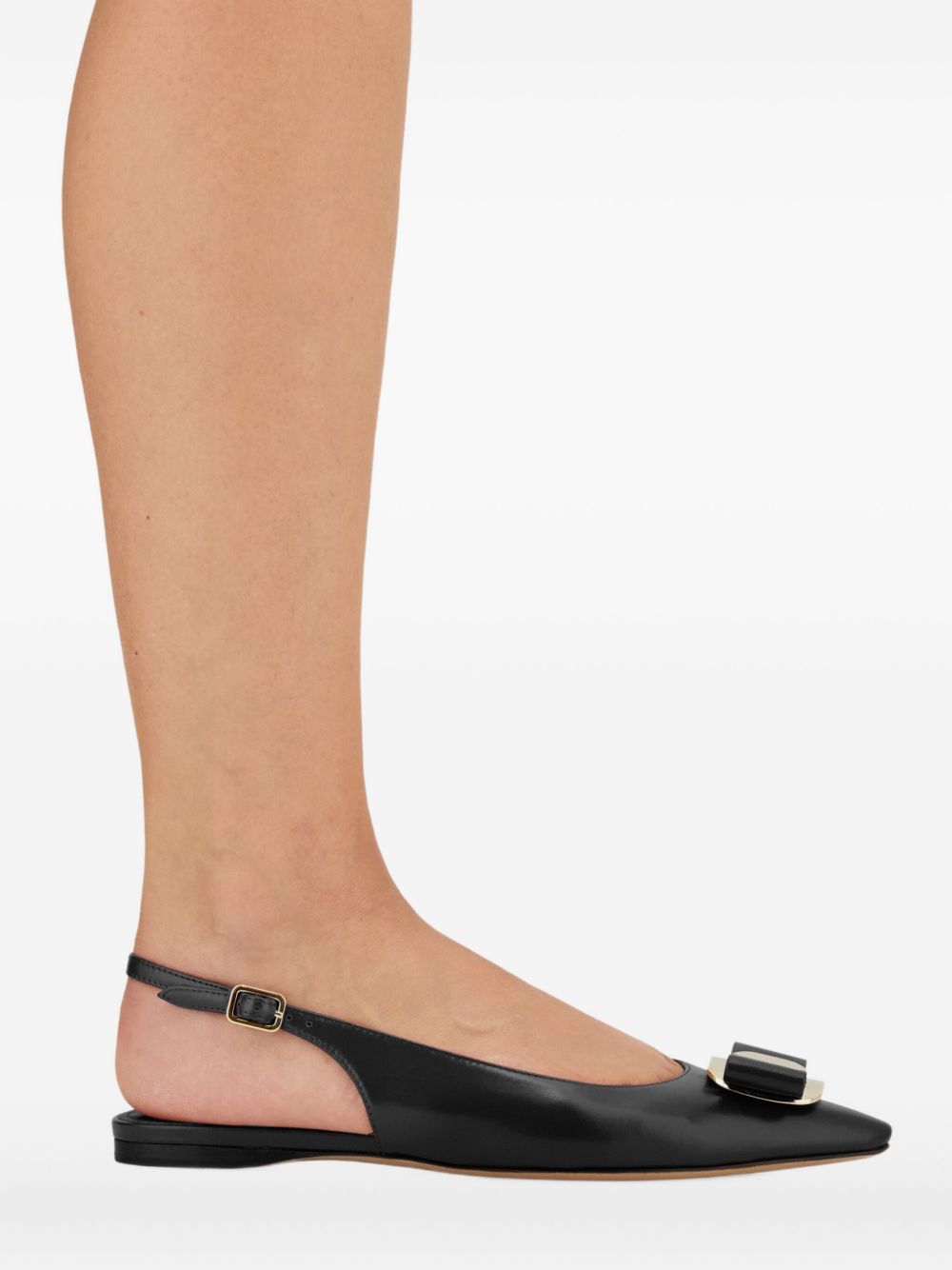 Ferragamo New Vara Plate Flat Slingback BLACK
