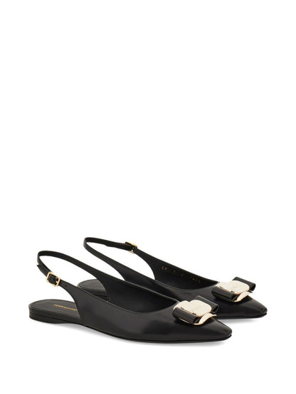 Ferragamo New Vara Plate Flat Slingback BLACK