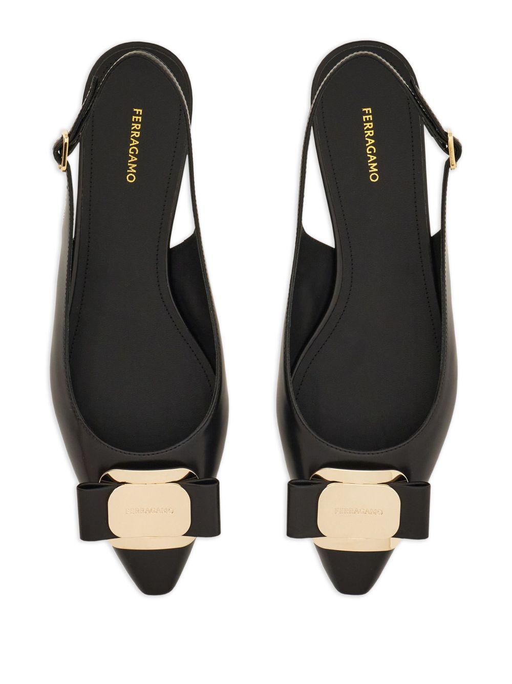Ferragamo New Vara Plate Flat Slingback BLACK