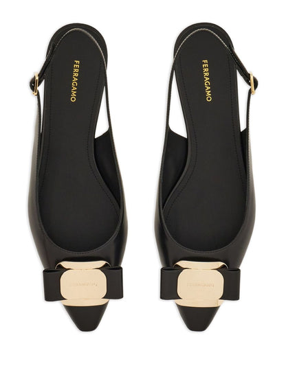Ferragamo New Vara Plate Flat Slingback BLACK