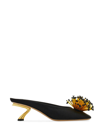 Ferragamo S-Shaped Heel Mule BLACK