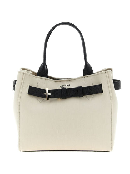 Tom Ford Audrey Small Grain Leather Tote Bag ECRU