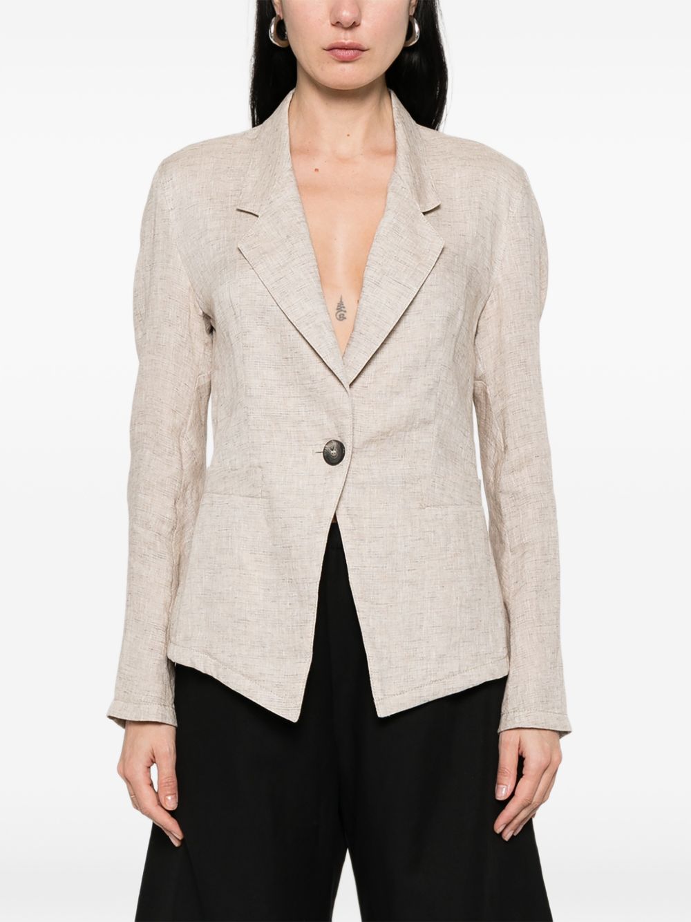 Emporio Armani Linen single-breasted jacket BEIGE