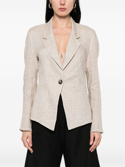 Emporio Armani Linen single-breasted jacket BEIGE