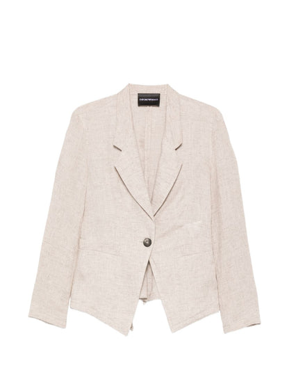 Emporio Armani Linen single-breasted jacket BEIGE