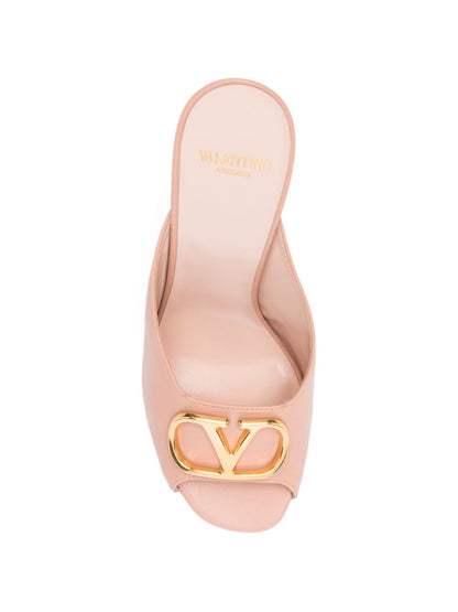 Valentino Garavani VLogo Signature leather mules. POWDER