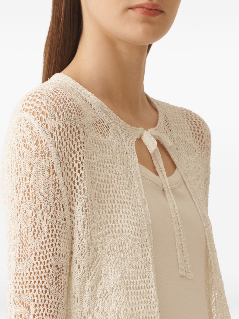 Fabiana Filippi Crochet long cardigan WHITE