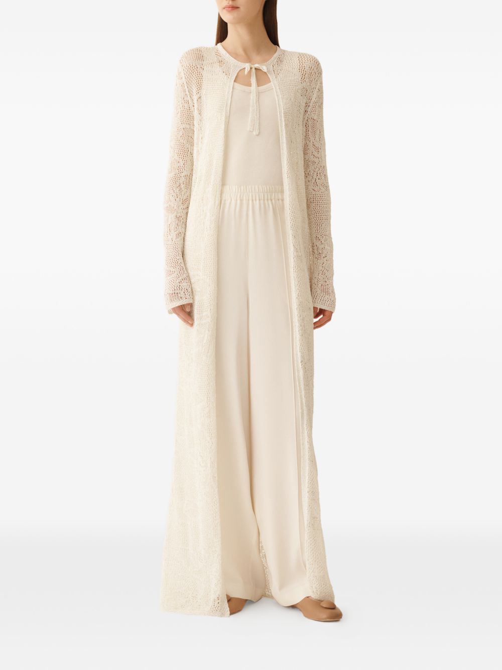 Fabiana Filippi Crochet long cardigan WHITE