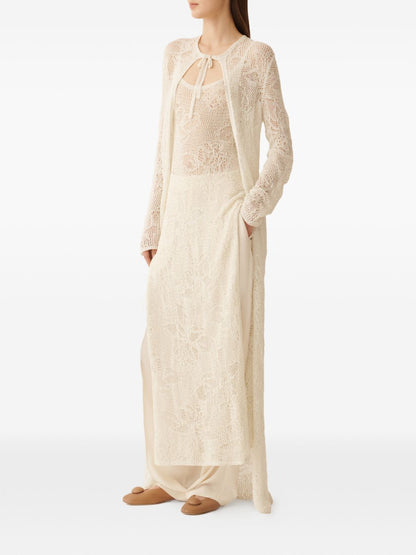 Fabiana Filippi Crochet long cardigan WHITE