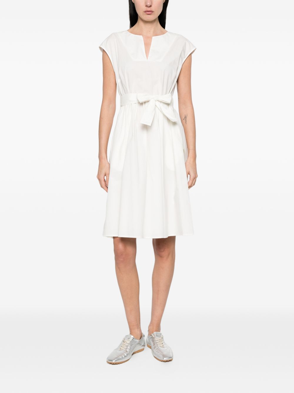 Woolrich V-neck Cotton short dress WHITE