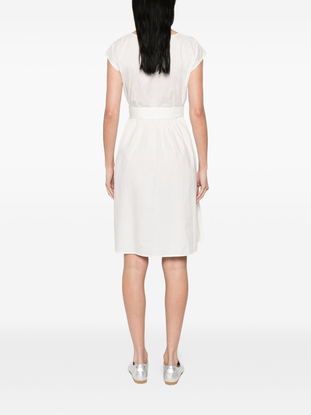 Woolrich V-neck Cotton short dress WHITE
