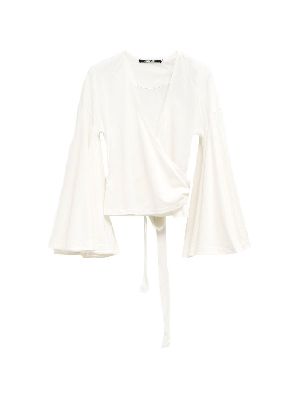 Jacquemus V-neck long sleeves La Cache Coeur Ventadou top WHITE