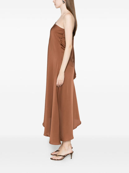 Silk95Five Ritz silk asymmetric dress BROWN
