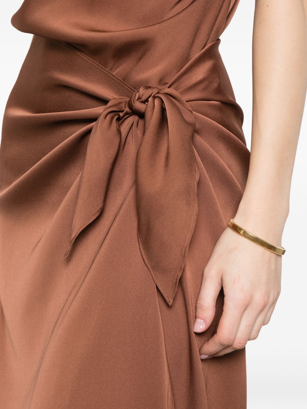Silk95Five French Tie silk skirt BROWN