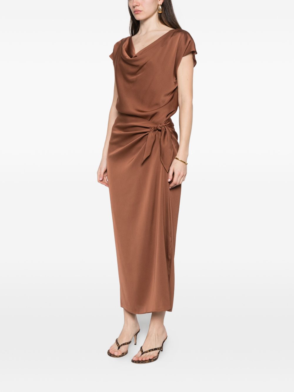 Silk95Five French Tie silk skirt BROWN