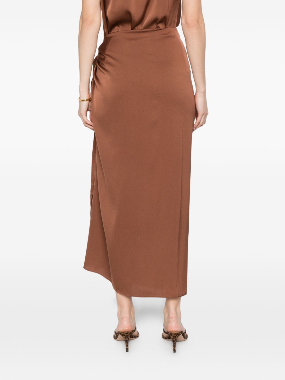 Silk95Five French Tie silk skirt BROWN