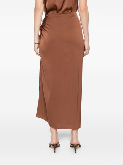 Silk95Five French Tie silk skirt BROWN
