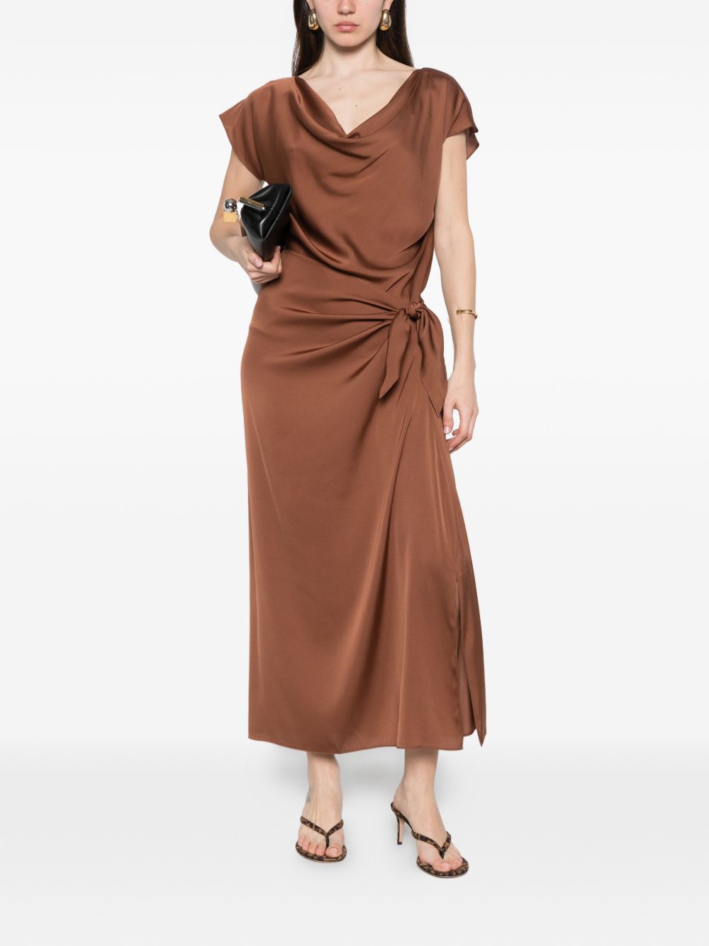 Silk95Five French Tie silk skirt BROWN
