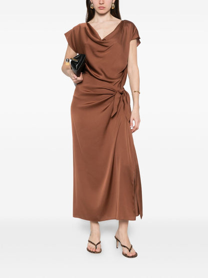 Silk95Five French Tie silk skirt BROWN