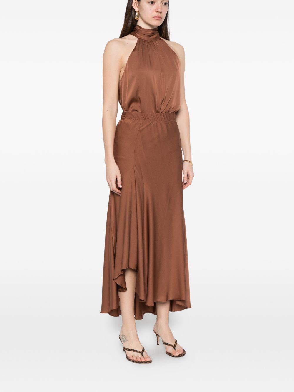 Silk95Five Sirene silk skirt BROWN