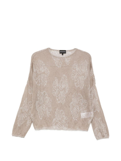 Emporio Armani Embroidered crewneck sweater SILVER