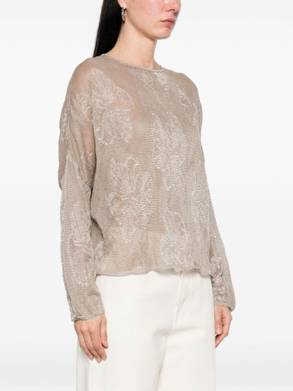 Emporio Armani Embroidered crewneck sweater SILVER